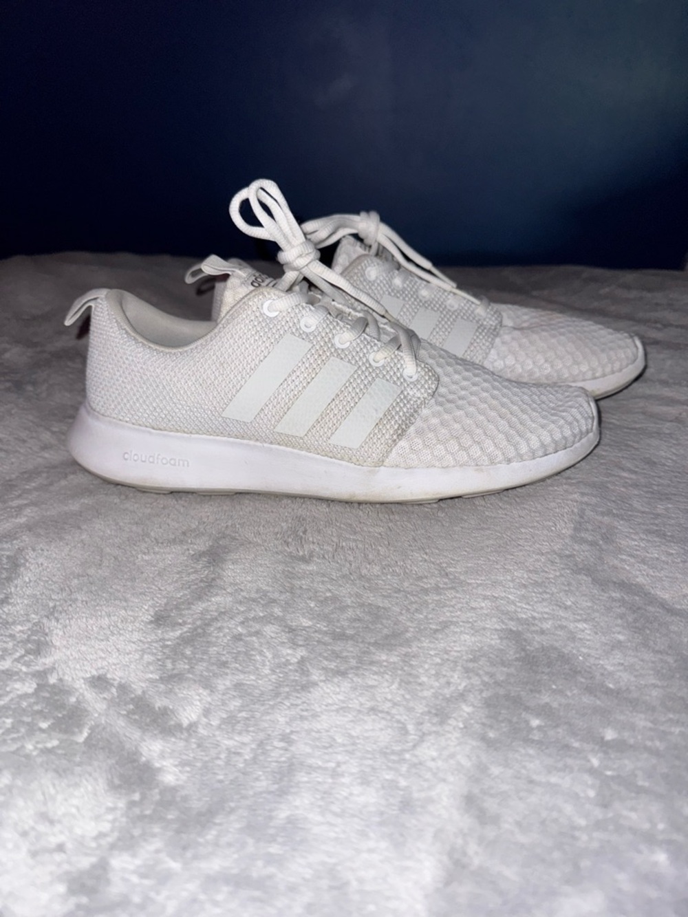 Mens Adidas White Mesh Cloudfoam Sneakers